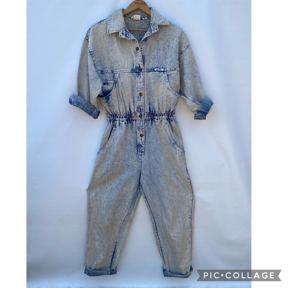 Retro 80’s Acid Wash DREAMS Denim Jumpsuit Size Medium